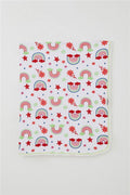 Newborn Baby Blanket Rainbow Fairytale Floral Pattern White (81 x 88 cm)