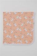 Newborn Baby Blanket with Cute Bunny Pattern and Floral Design, Salmon (78 x 88 cm)