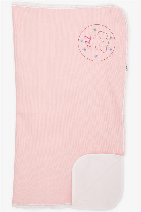 Newborn Baby Blanket, Sleepy Cloud Print, Salmon (75 x 85 cm)