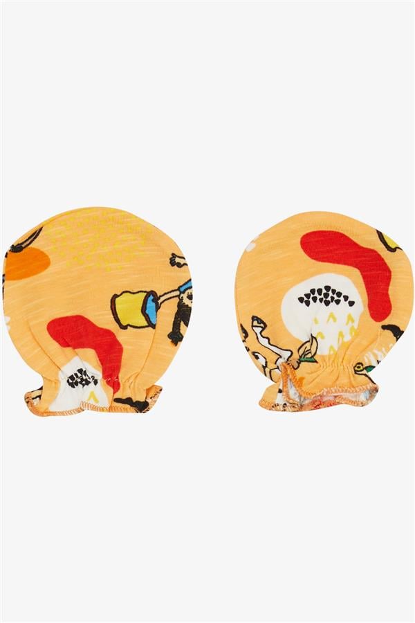 Newborn Baby Gloves, Patterned Mustard Yellow (7 x 9 cm)