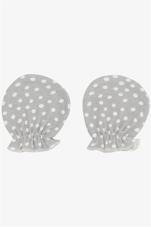 Newborn Baby Gloves, Polka Dot Pattern, Light Gray (7 x 9 cm)