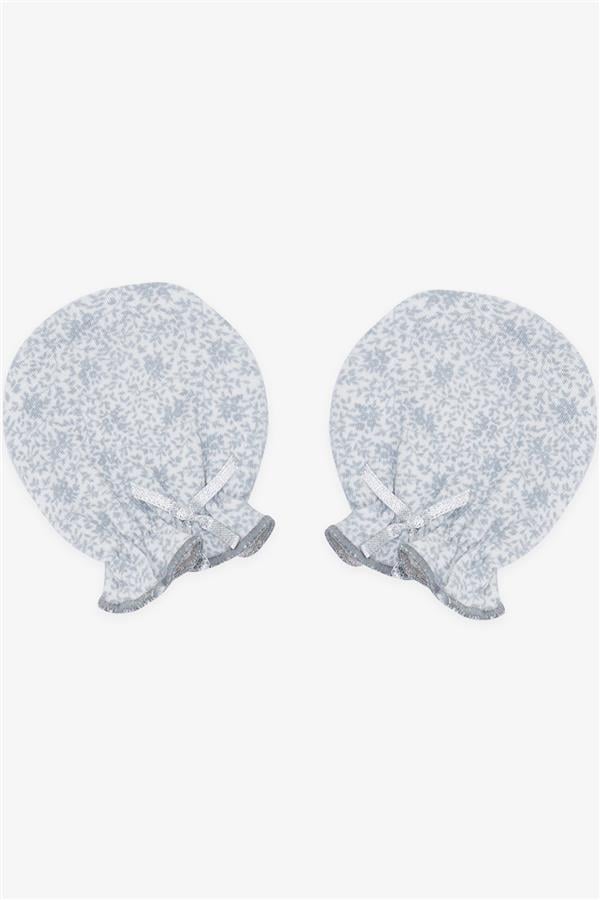 Newborn Baby Gloves, Leaf Pattern, Grey (7 x 9 cm)