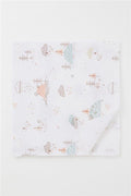 Newborn Baby Muslin Blanket, Spring Theme, Cloud Pattern, Ecru (77 x 94 cm)