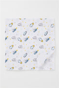 Newborn Baby Muslin Blanket Galaxy Theme White (77 x 93 cm)