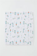 Newborn Baby Muslin Blanket Cute Baby Animal Friends White (77 x 93 cm)